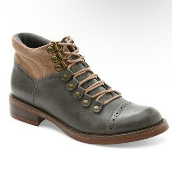 Kensie Sz 8.5 Sissel Brown Distressed Lace-up Oxford Ankle Booties Academia - Picture 1 of 16